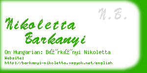 nikoletta barkanyi business card